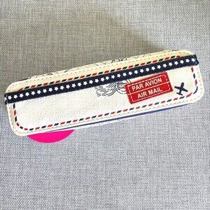MIAMICA TRAVEL AIR MAIL PILL CASE BOX ORGANIZER Blue White Red